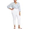 Nydj Plus Womens Stretch Denim Straight Leg Jeans In White