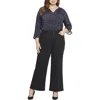 Nydj Plus Womens Stretch Denim Wide Leg Jeans In Black