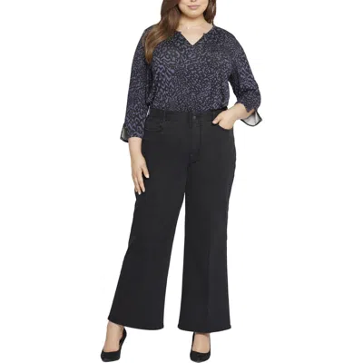NYDJ PLUS WOMENS STRETCH DENIM WIDE LEG JEANS