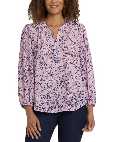Nydj Puff Sleeve Popover Shirt In Purple