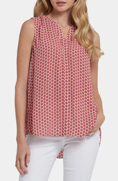 NYDJ NYDJ PRINT PLEAT BACK SLEEVELESS SPLIT NECK BLOUSE