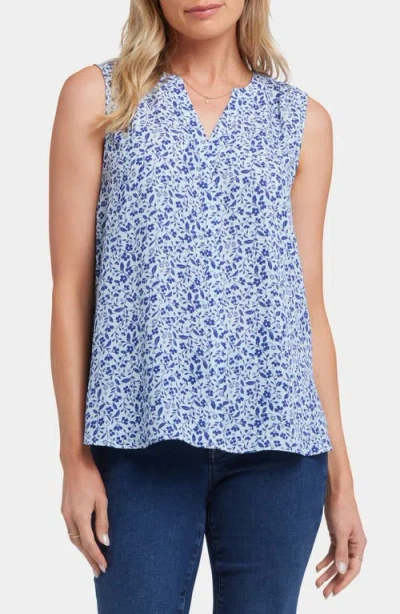 NYDJ NYDJ PRINT PLEAT BACK SLEEVELESS SPLIT NECK BLOUSE