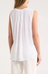 Nydj Print Pleat Back Sleeveless Split Neck Blouse