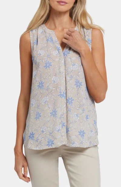 NYDJ NYDJ PRINT PLEAT BACK SLEEVELESS SPLIT NECK BLOUSE