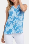 Nydj Print Pleat Back Sleeveless Split Neck Blouse In Bellavista