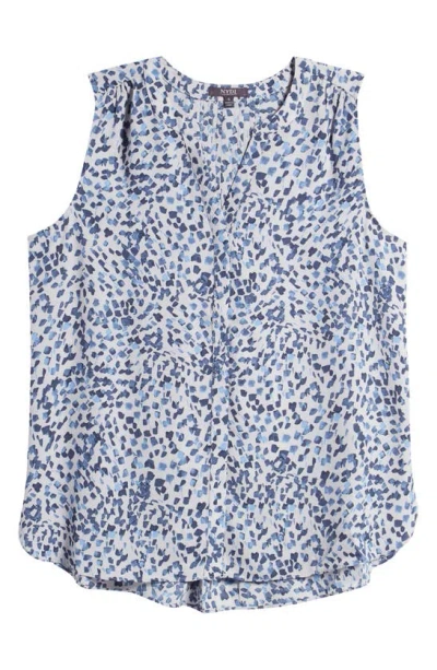 Nydj Print Pleat Back Sleeveless Split Neck Blouse In Hayward Hills