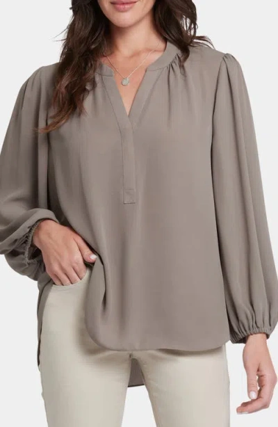 Nydj Print Puff Shoulder Top In Brown