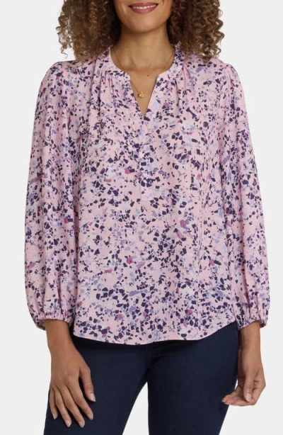 Nydj Print Puff Shoulder Top In Pink