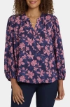 Nydj Print Puff Shoulder Top In Purple