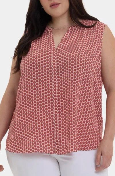 NYDJ NYDJ PRINT SLEEVELESS PLEAT BACK TOP