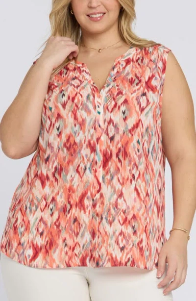 Nydj Print Sleeveless Pleat Back Top In Multi