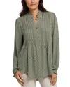 Nydj Printed Pleated Shirt In Gray
