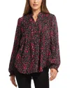 Nydj Pleated Yoke Long Sleeve Peasant Blouse In Beulah Basin