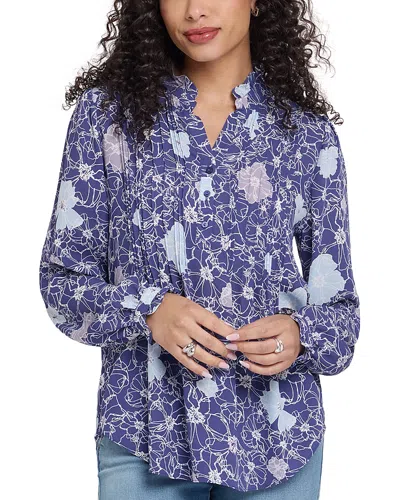Nydj Printed Pleated Shirt In Multi