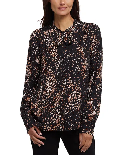 NYDJ PRINTED TIE NECK BLOUSE