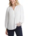 Nydj Puff Sleeve Popover Shirt In Optic White