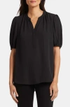 Nydj Puff Sleeve Popover Top In Black
