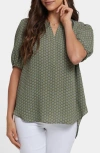 Nydj Puff Sleeve Popover Top In Green