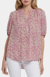 Nydj Puff Sleeve Popover Top In Glorias Garden