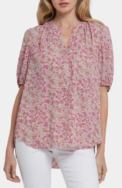 Nydj Puff Sleeve Popover Top In Glorias Garden