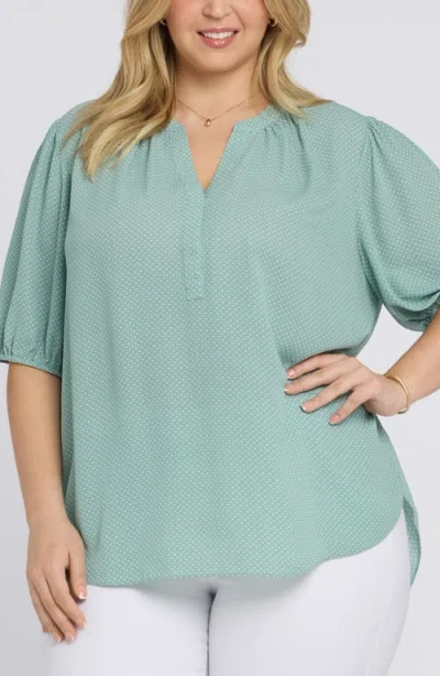 Nydj Puff Sleeve Popover Top In Green
