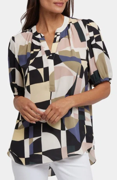 Nydj Puff Sleeve Popover Top In La Granadella