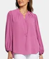 Nydj Print Puff Shoulder Top In Mauve Haze