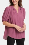 Nydj Puff Sleeve Popover Top In Pink