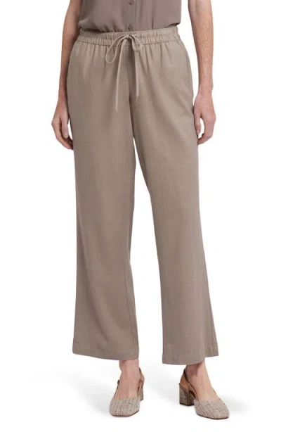 Nydj Relaxed Drawstring Linen Blend Pants In Saddlewood