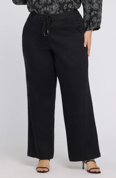Nydj Relaxed Drawstring Wide Leg Jeans In Black