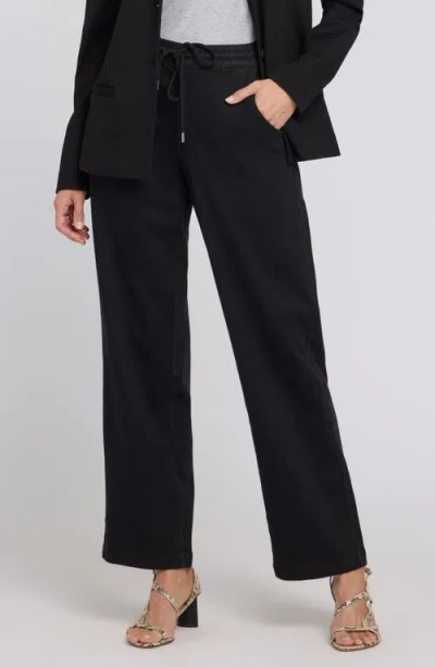 Nydj Relaxed Drawstring Wide Leg Jeans In Black