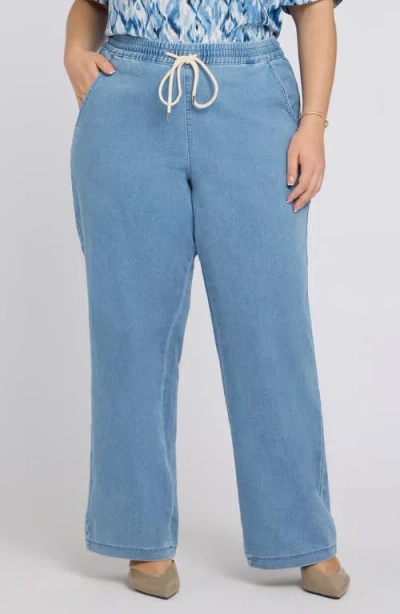 Nydj Relaxed Drawstring Wide Leg Jeans In Blue