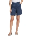 Nydj Relaxed Pleated Linen Blend Shorts In Oxford Navy
