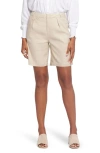Nydj Relaxed Pleated Linen Blend Shorts In Feather