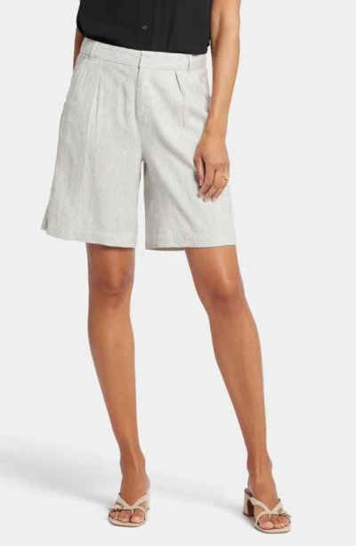 Nydj Relaxed Linen Blend Shorts In Slubby Stripe