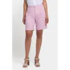 Nydj Relaxed Pleated Linen Blend Shorts In Pink Nectar