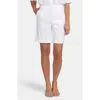 Nydj Relaxed Pleated Linen Blend Shorts In White