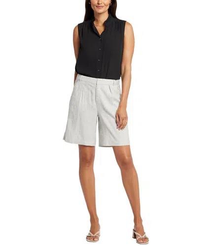 Nydj Relaxed Slubby Stripe Linen-blend Short In White