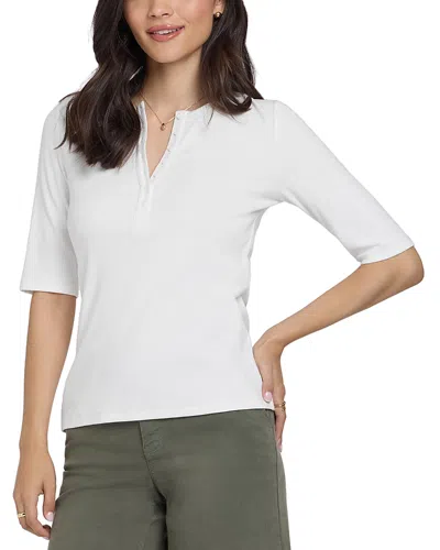 Nydj Ribbed Elbow Sleeved Henley Top In White