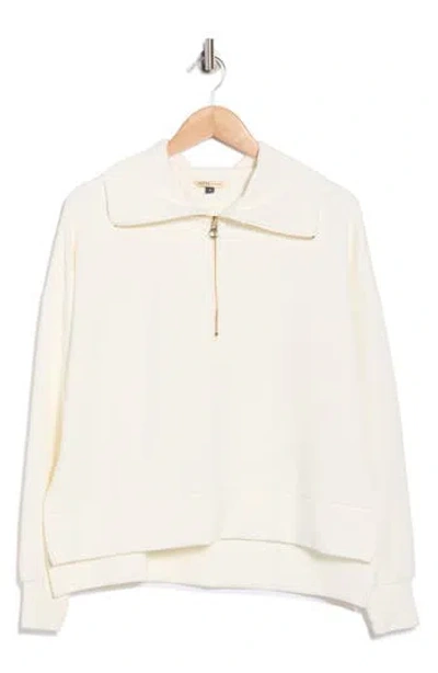 Nydj Ribbed Scuba Half Zip Sweatshirt In Neutral