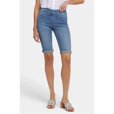 Nydj Roll Cuff Pull-on Denim Bermuda Shorts In Barcelona Breeze