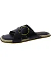 Nydj Rossi Womens Faux Leather Slip On Slide Sandals In Black