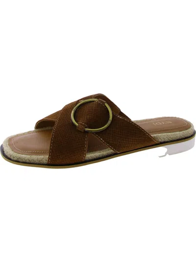 Nydj Rossi Womens Faux Leather Slip On Slide Sandals In Brown