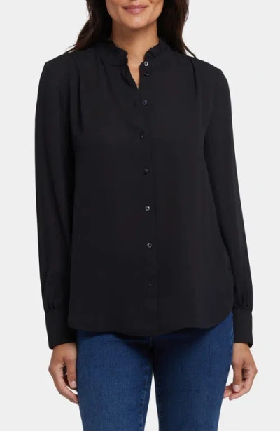 Nydj Ruffle Neck Blouse In Black