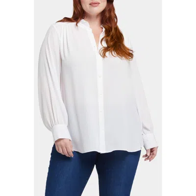 Nydj Ruffle Neck Blouse In White