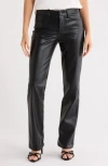 Nydj Marilyn Faux Leather High Rise Straight Jeans In Black In Black