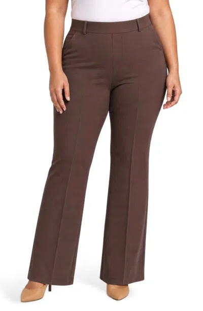 Nydj Sculpt-her™ Pull-on Flare Ponte Pants In Brown