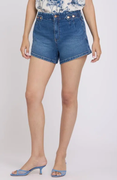 Nydj Seline Button Tab Denim Shorts In Blue