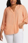 Nydj Semisheer Pintuck Blouse In Apricot Geo