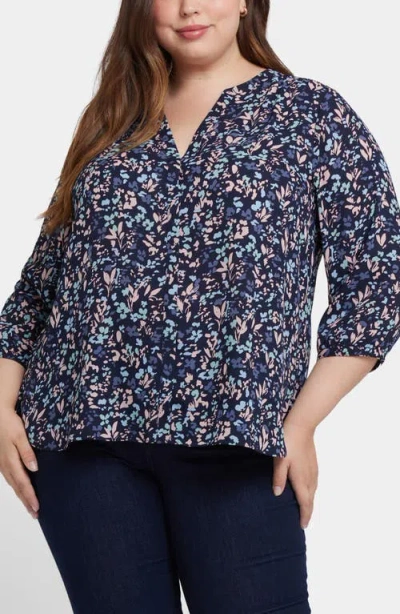 Nydj Semisheer Pintuck Blouse In Blubonnet Trail